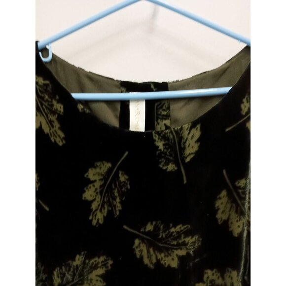 VTG Y2K Dana Buchman Womens Velvet Top SZ 16 Green Leaf Back Button Whimsigoth - Picture 3 of 8